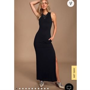 Shield and Sword Black Sleeveless Maxi Dress With Pockets